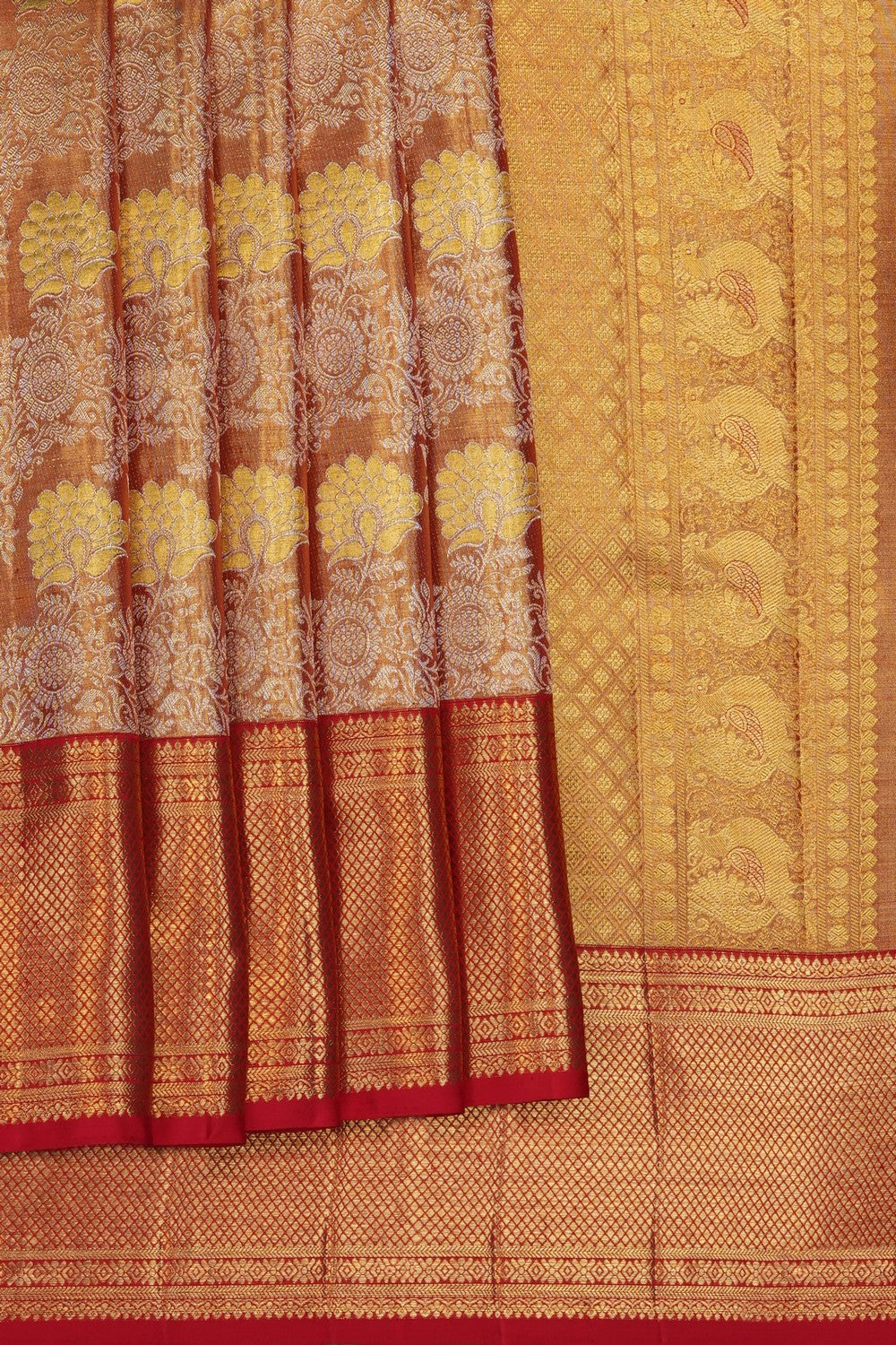 Image of Gold Kanchipattu Tissue Brocade Saree