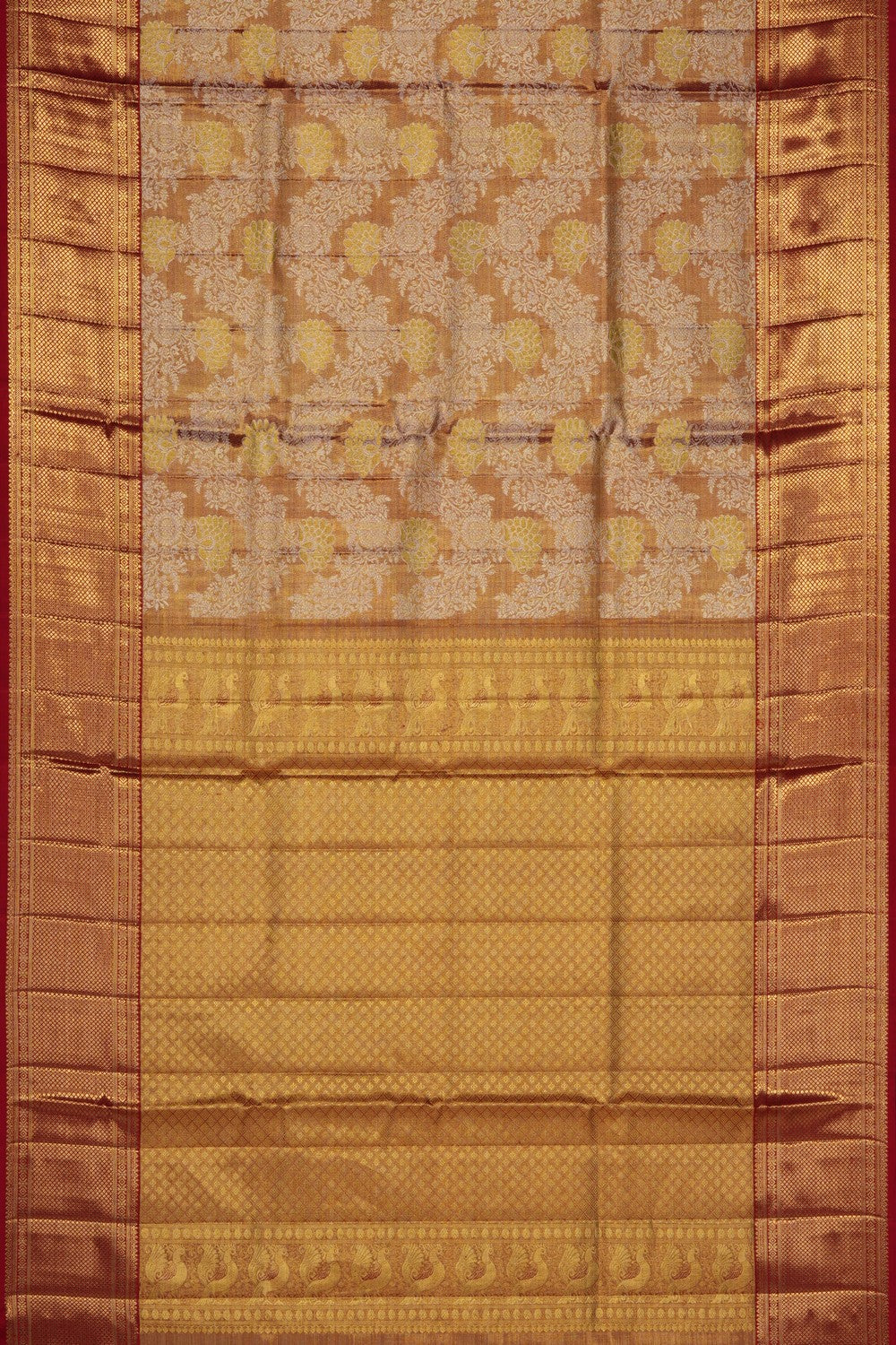 Image of Gold Kanchipattu Tissue Brocade Saree