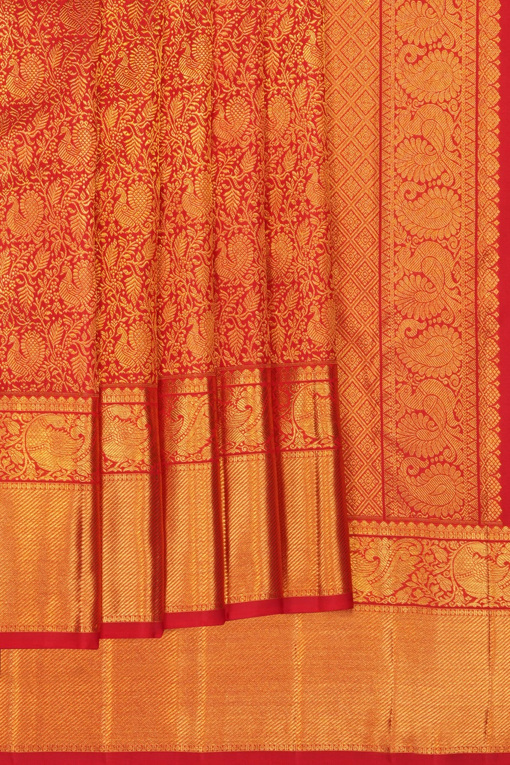 Image of Red Kanchipattu Brocade Saree