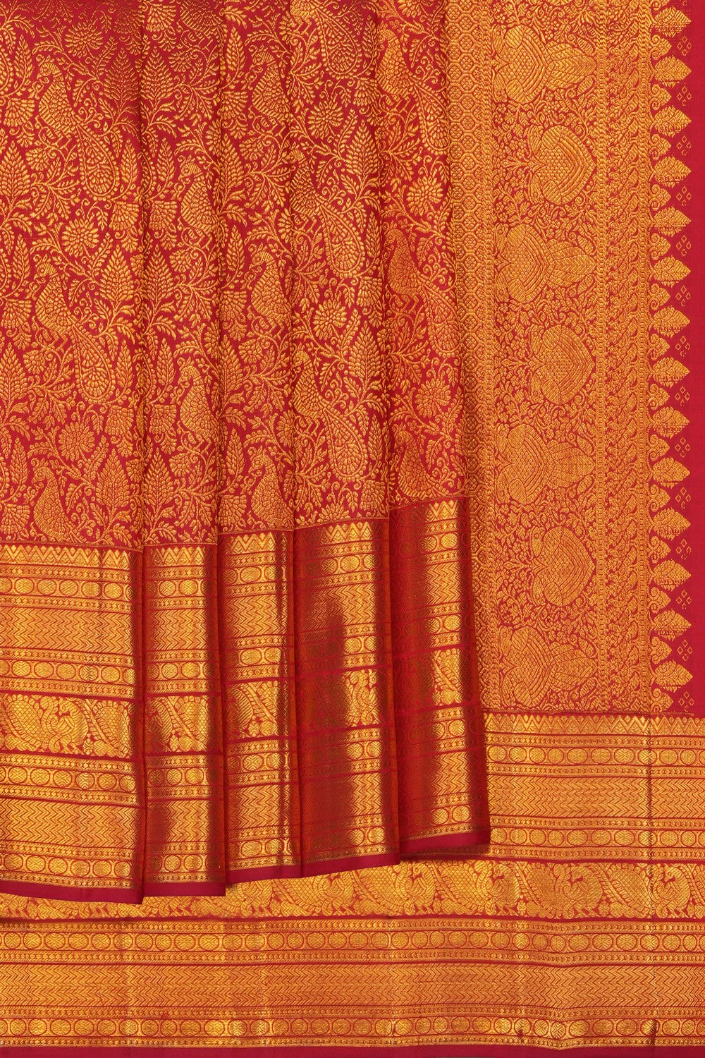 Image of Red Kanchipattu Brocade Saree