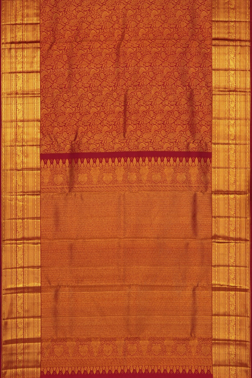 Image of Red Kanchipattu Brocade Saree