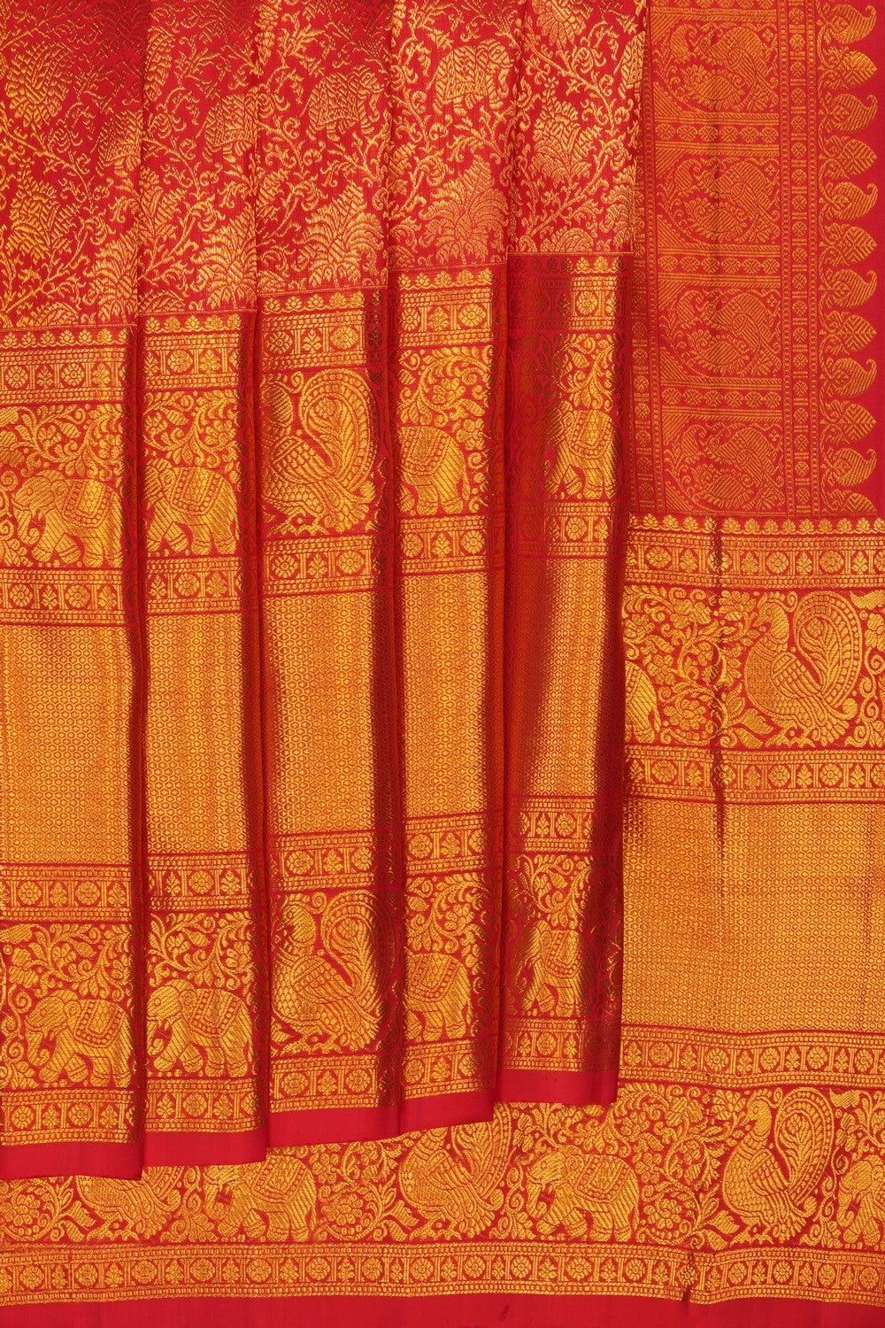 Image of Red Kanchipattu Brocade Saree