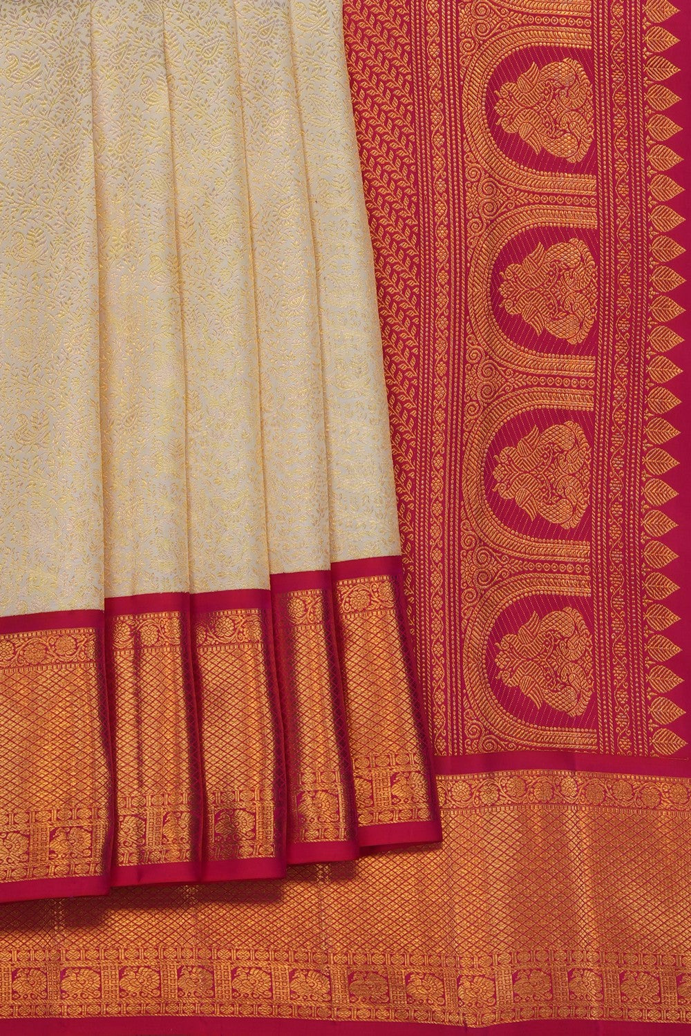 Image of Cream Kanchipattu Brocade Saree