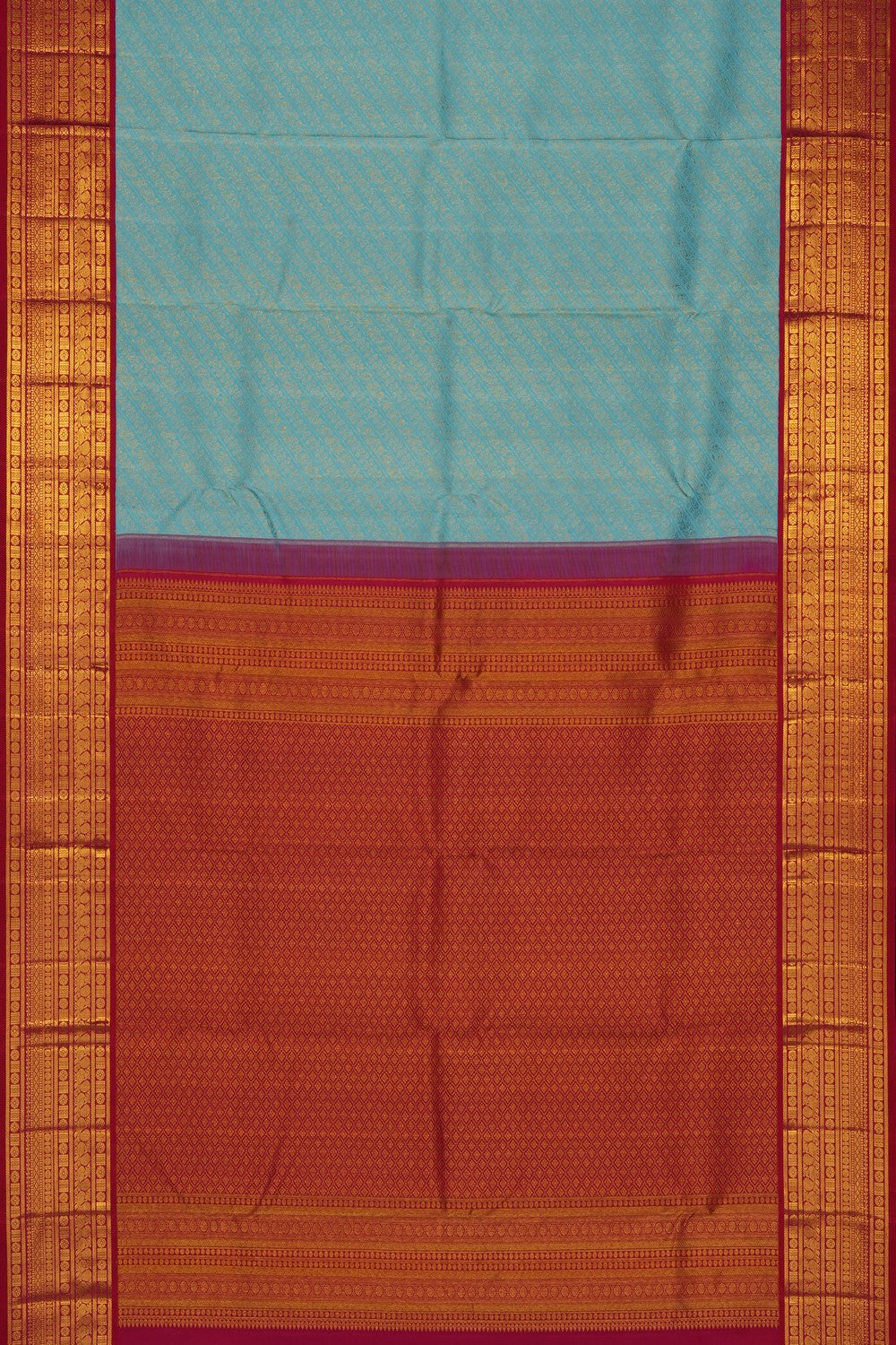 Image of Aqua-Blue Kanchipattu Brocade Saree