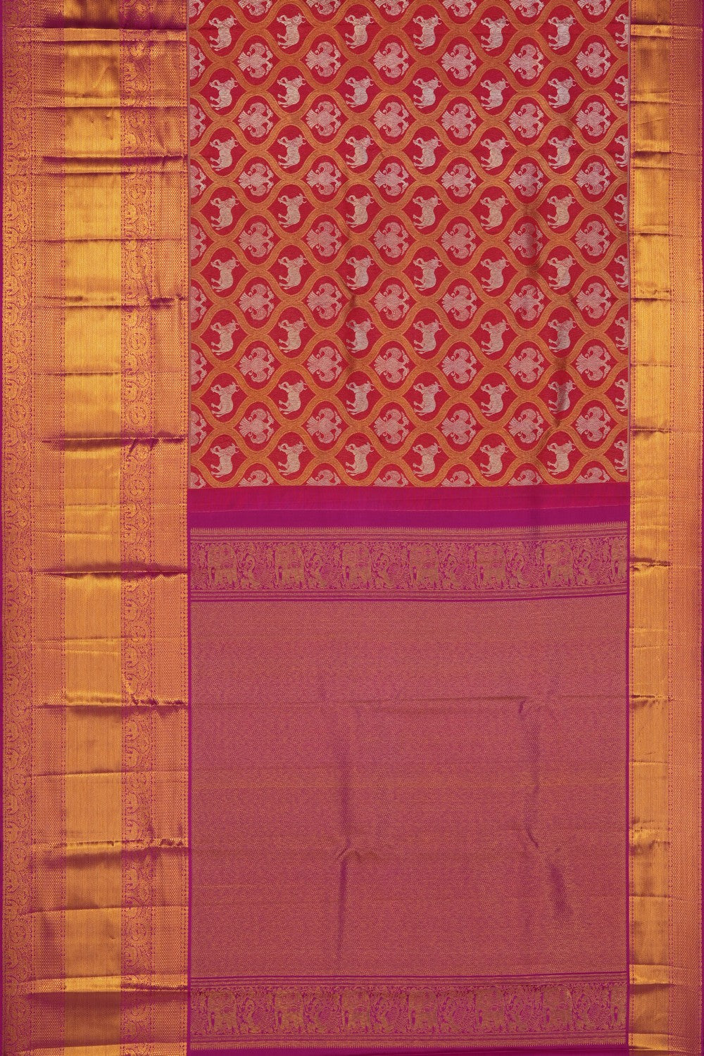 Image of Red Kanchipattu Brocade Saree