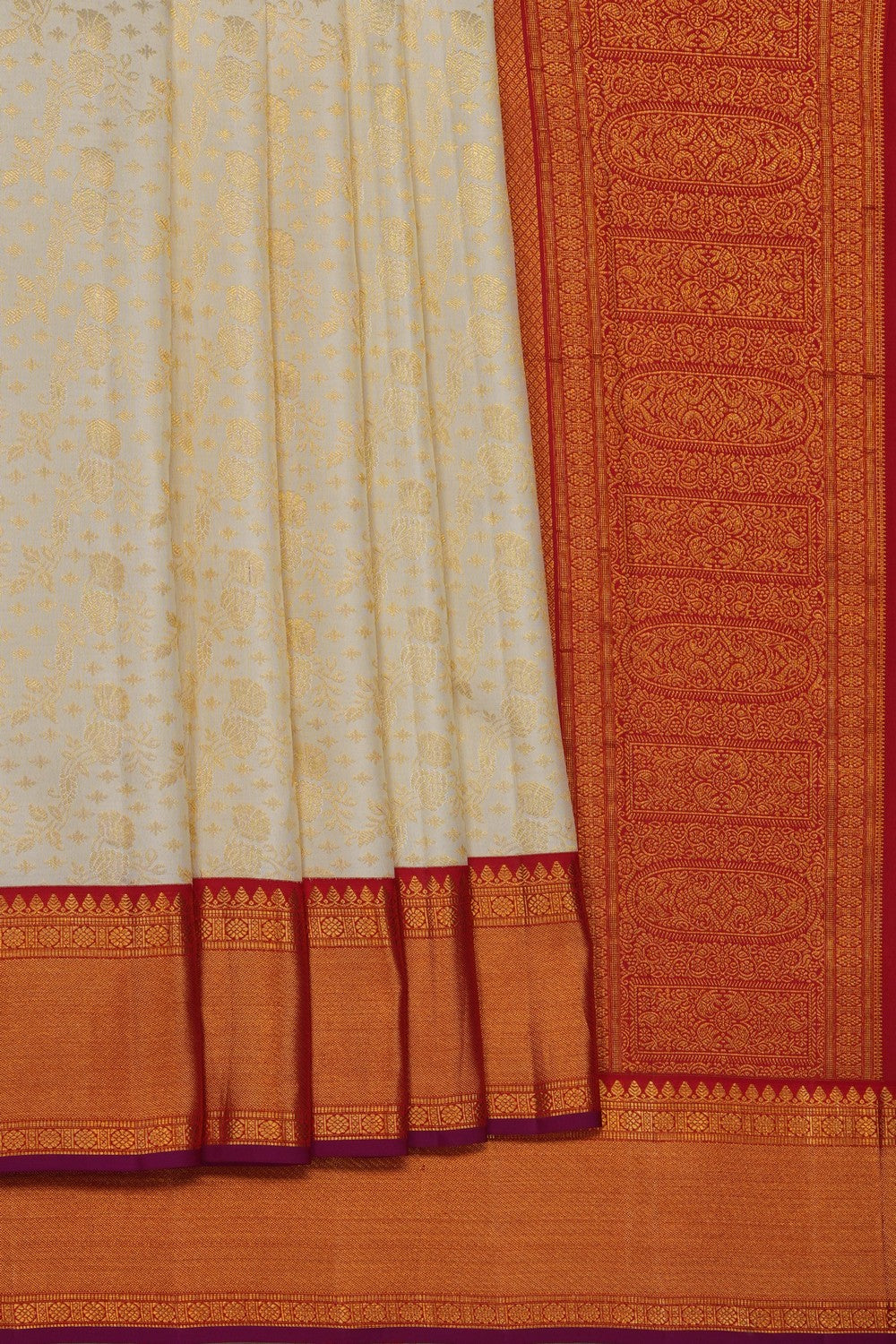 Image of Off-White Kanchipattu Brocade Saree
