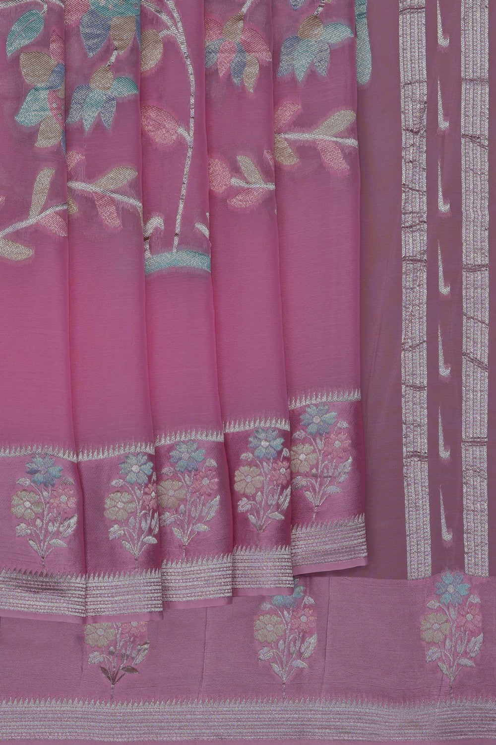 Image of Pink Crepe Saree