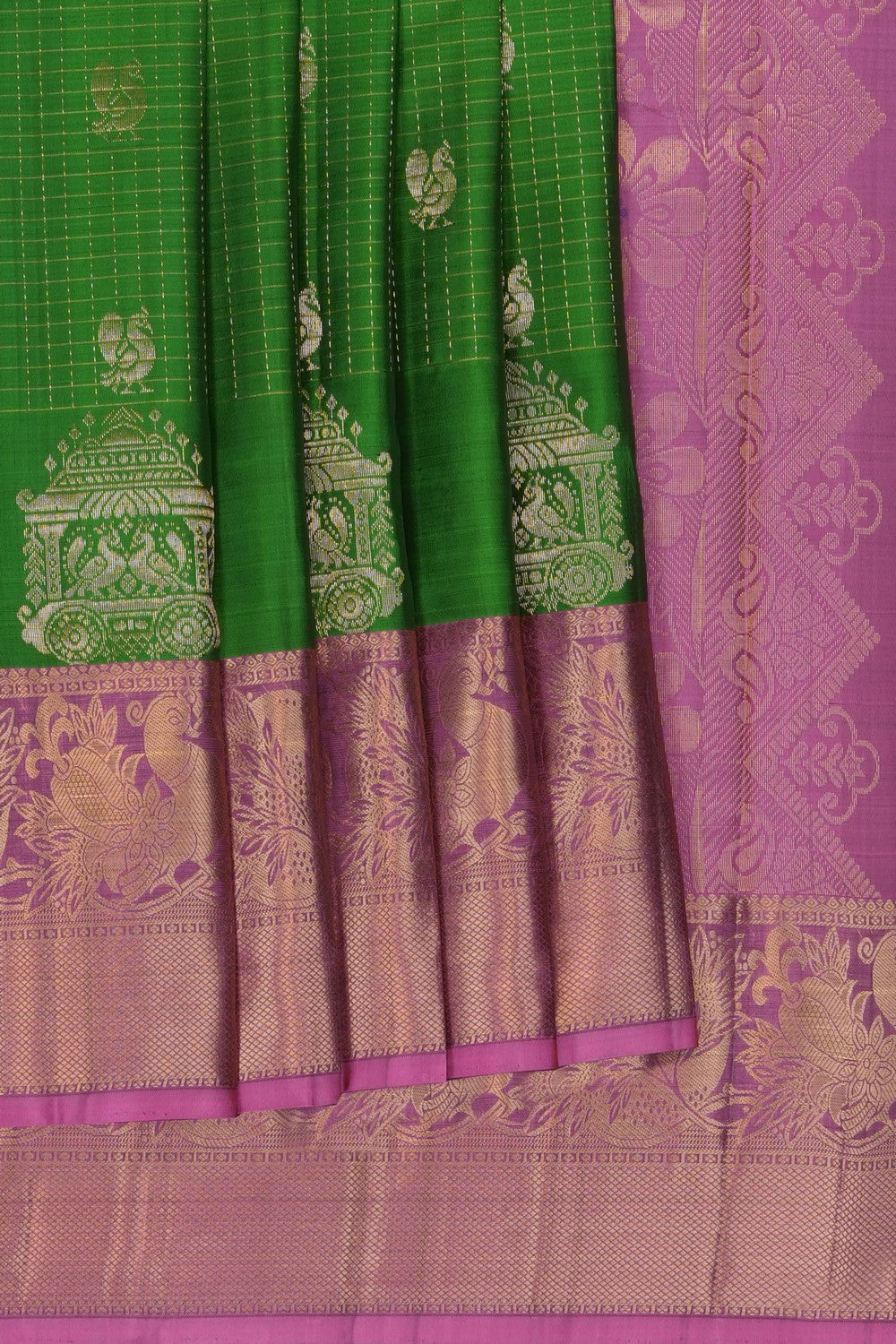 Image of Green South Silk Kattam Saree