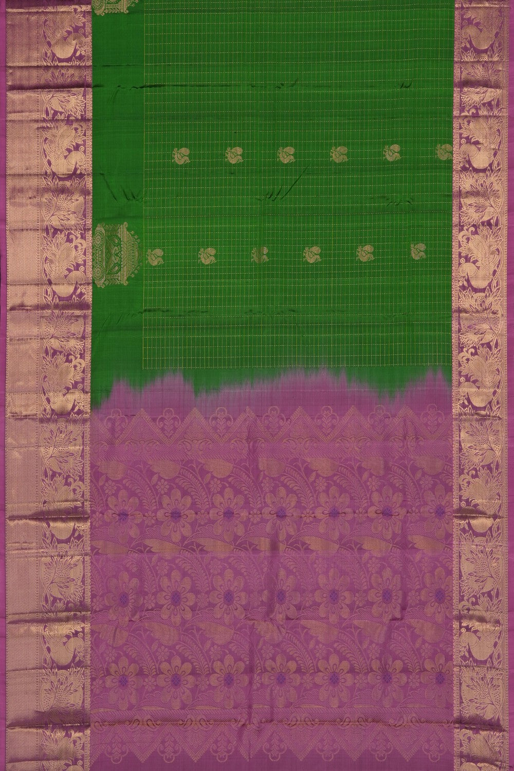 Image of Green South Silk Kattam Saree