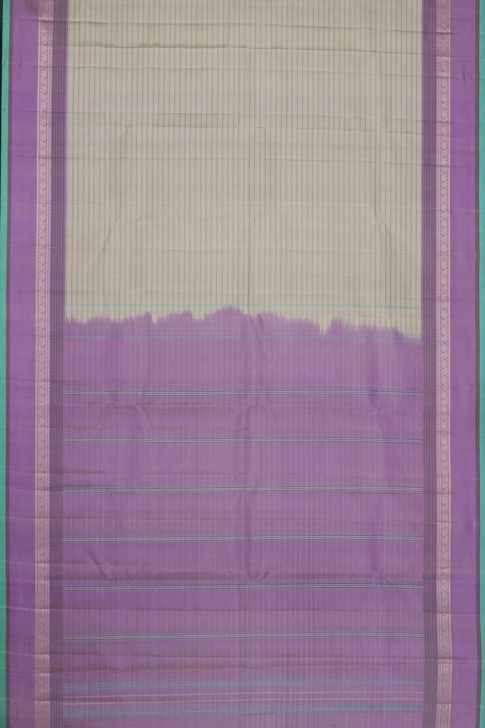 Image of Cream Kanjivaram Silk Stripes Saree