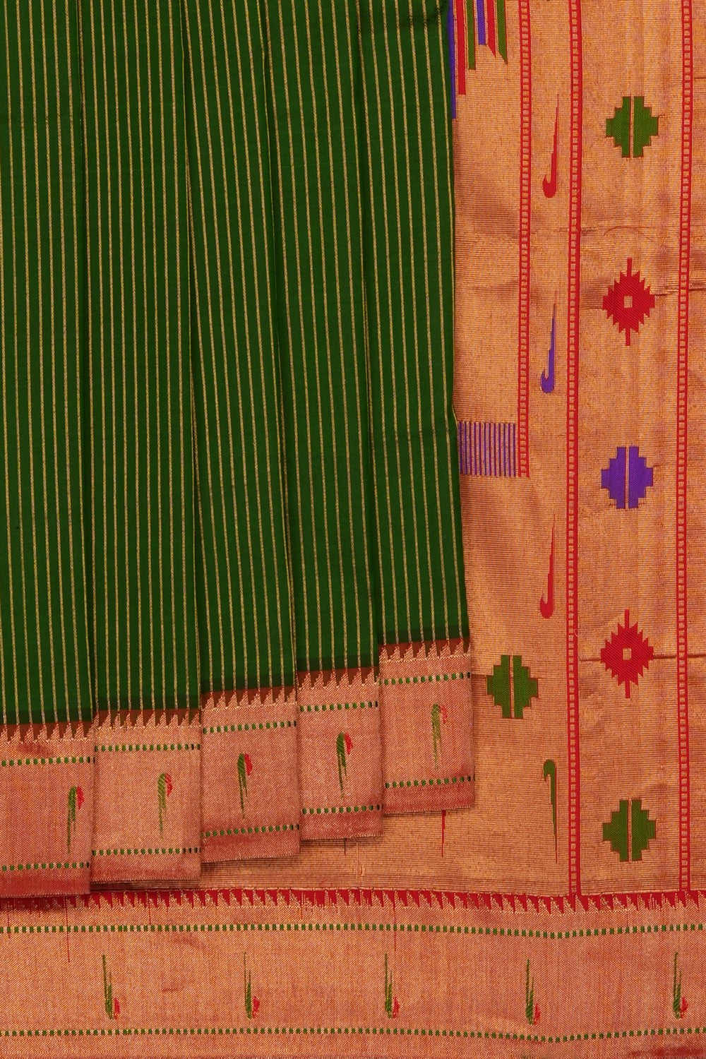 Image of Bottle-Green Paithani Silk Saree