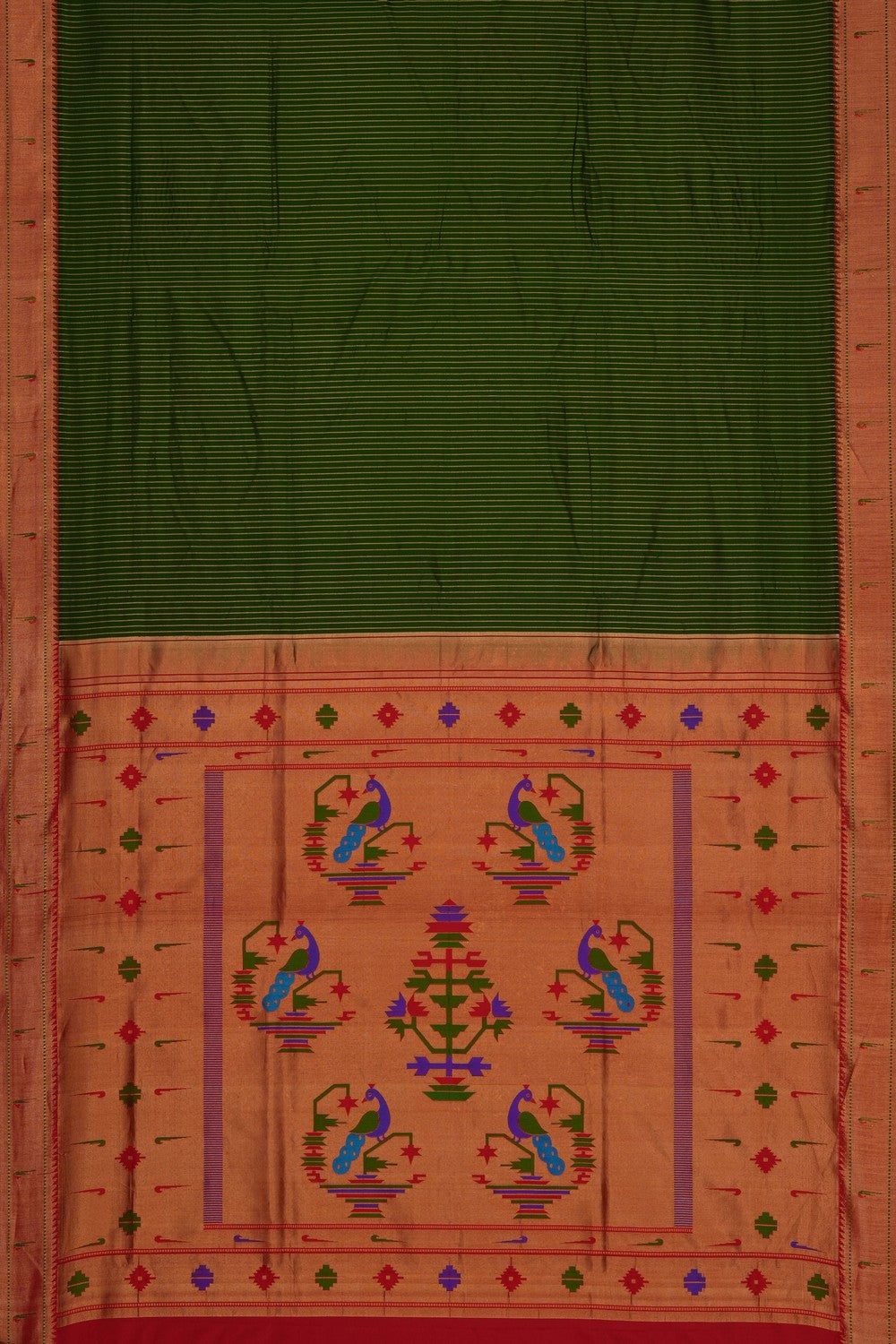 Image of Bottle-Green Paithani Silk Saree