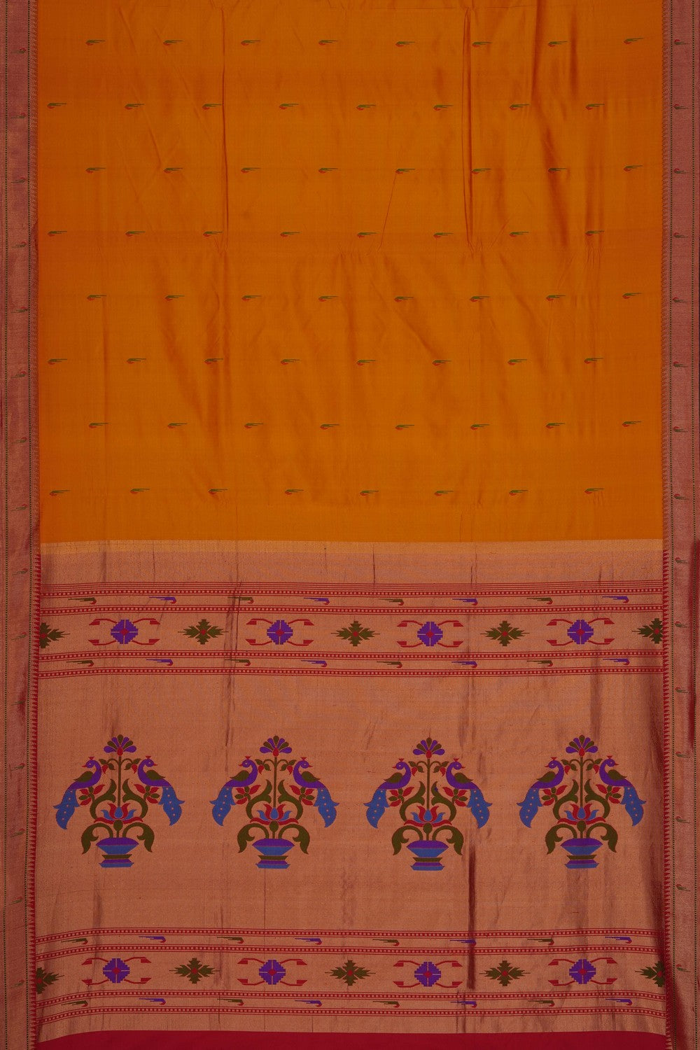 Image of Mustard Paithani Silk Saree