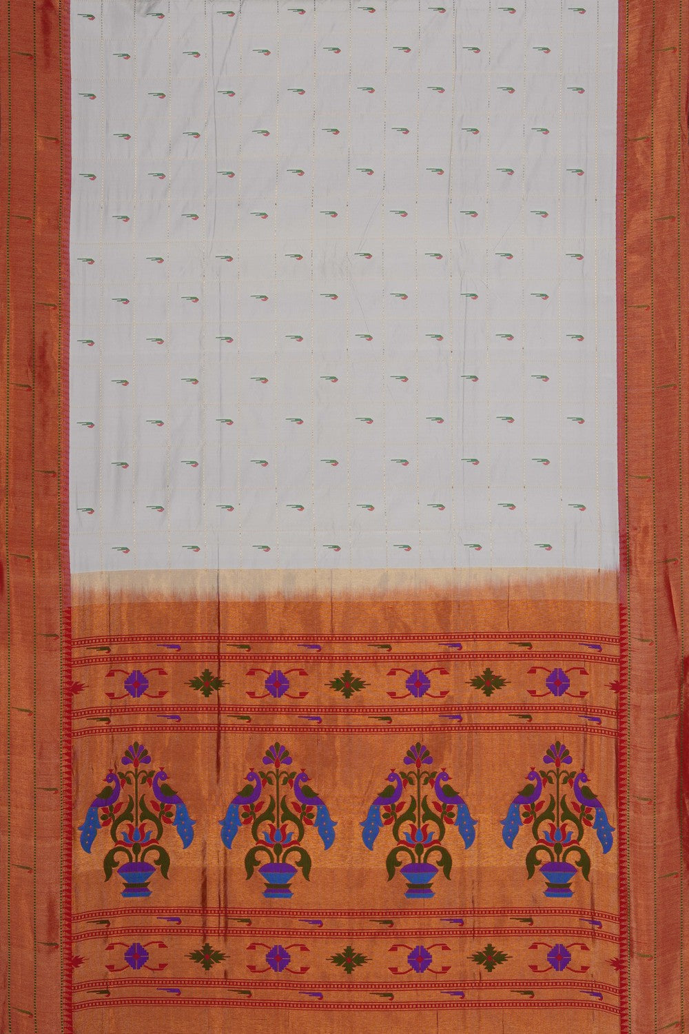 Image of Off White Paithani Silk Saree