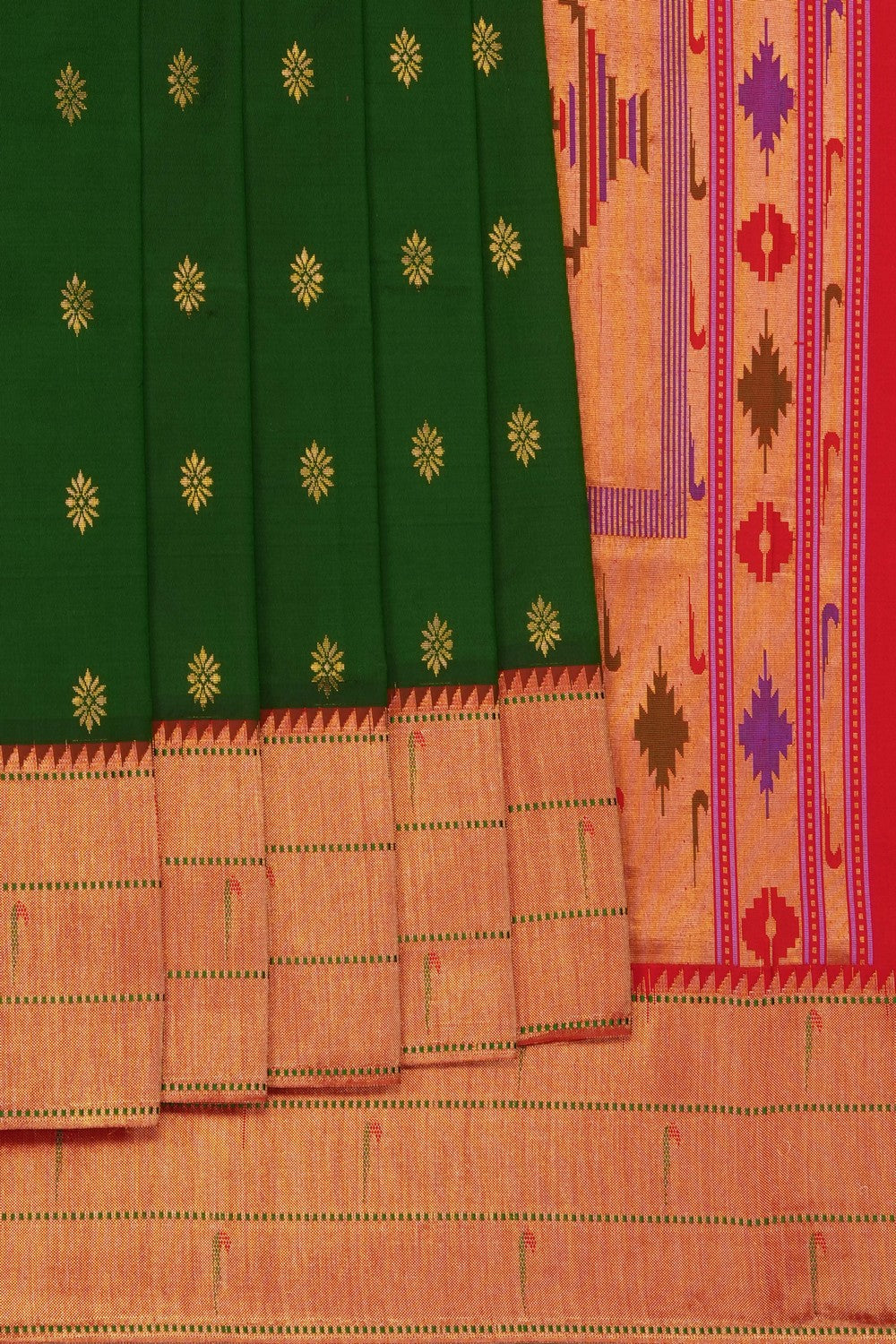 Image of Bottle-Green Paithani Silk Saree