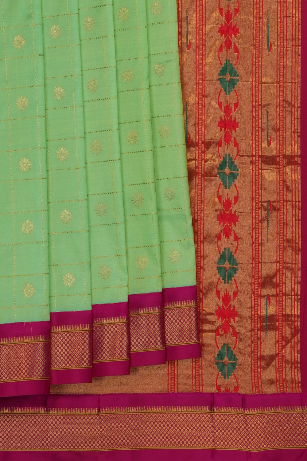 Image of Mint-Green Paithani Silk Saree