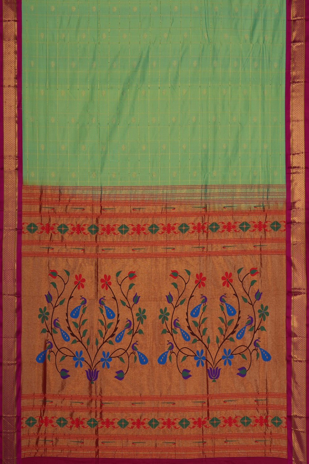 Image of Mint-Green Paithani Silk Saree