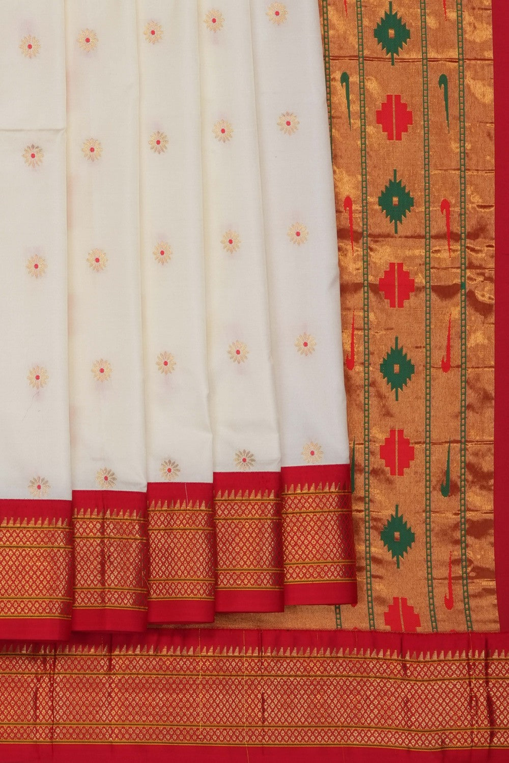 Image of Off-White Paithani Silk Saree