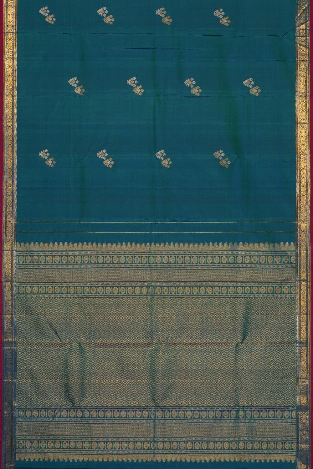 Image of Teal Blue Kanjivaram Silk Saree