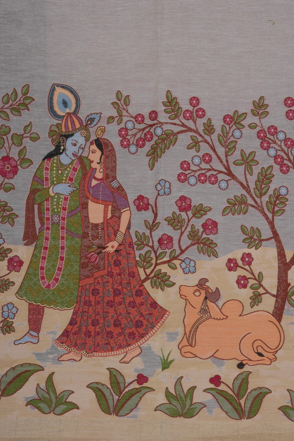 Image of Off-White Linen Saree