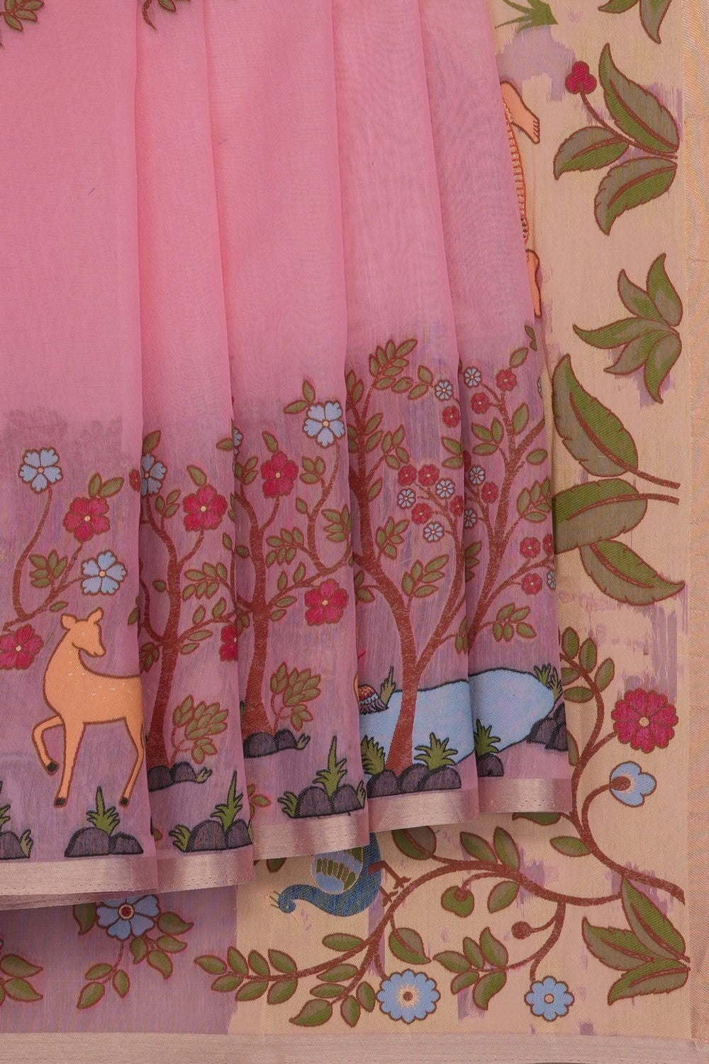 Image of Pink Linen Saree