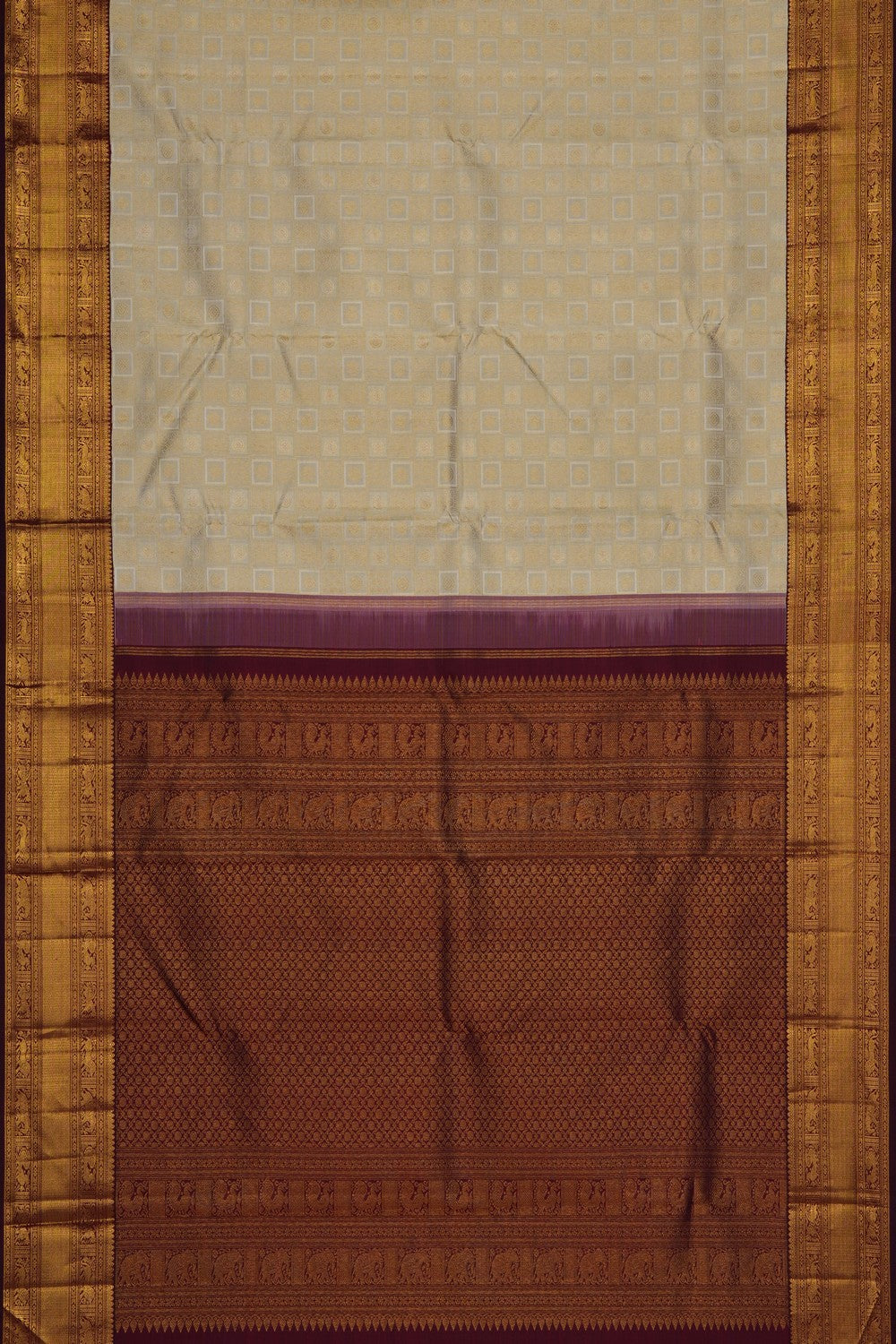 Image of Off-White Arani Silk Saree