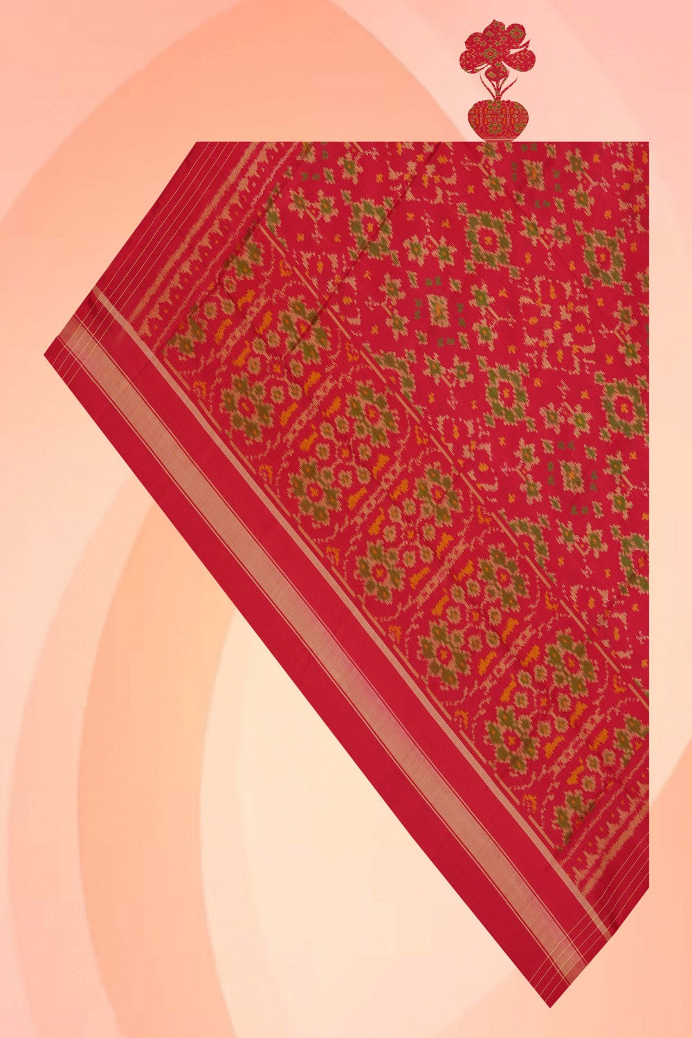 Image of Coral Red Rajkot Silk Dupatta