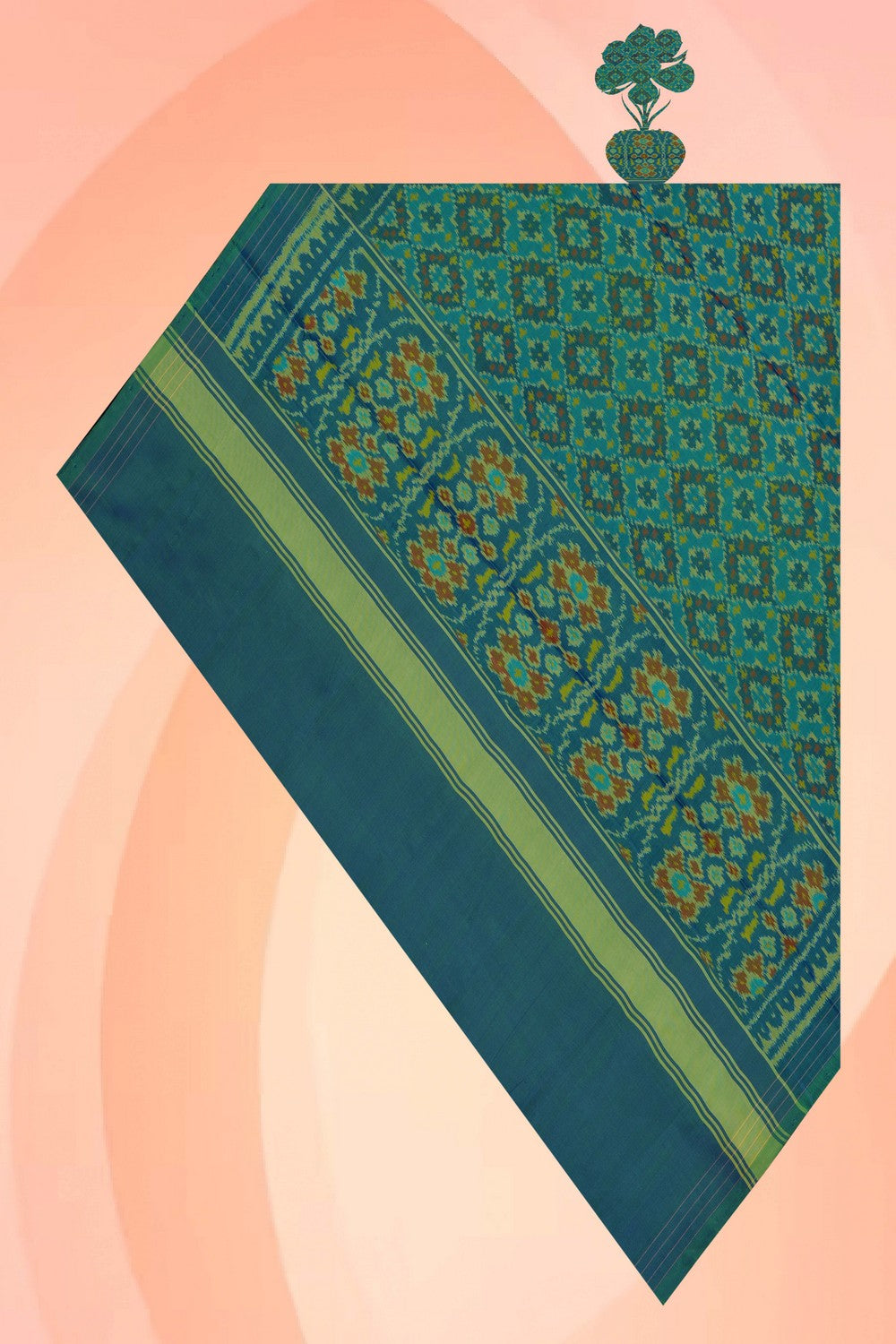 Image of Teal Green Rajkot Silk Dupatta