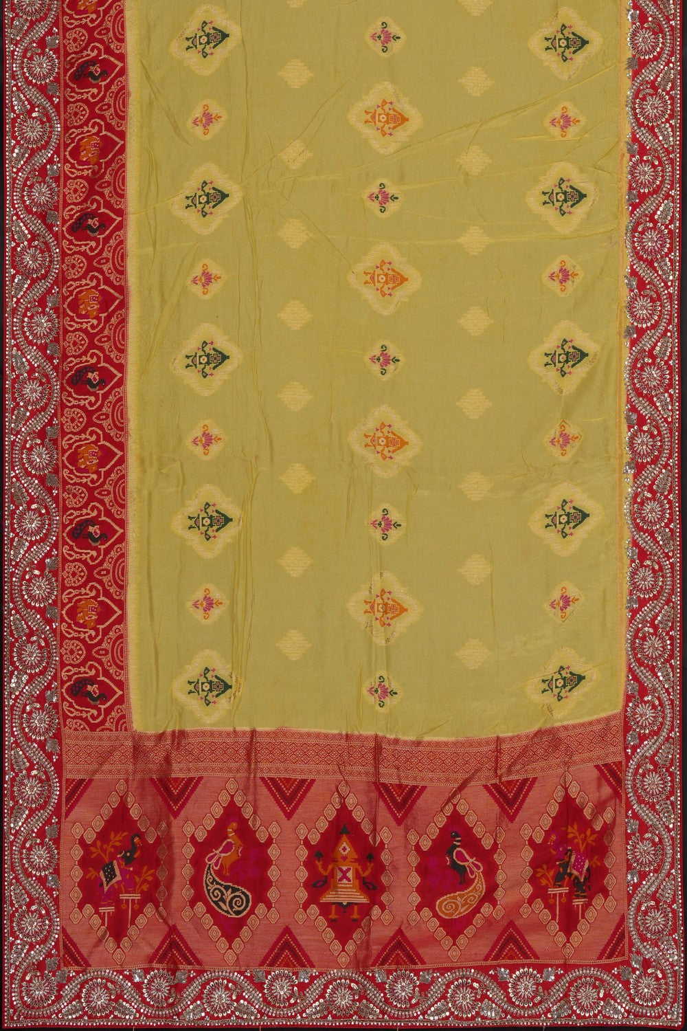 Image of Yellow Woven-Embroidery Saree