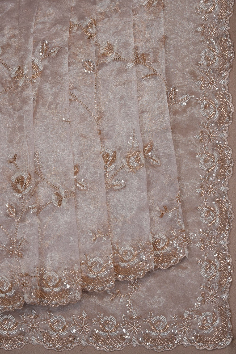 Image of Gold Tissue Silk Embroidery Saree