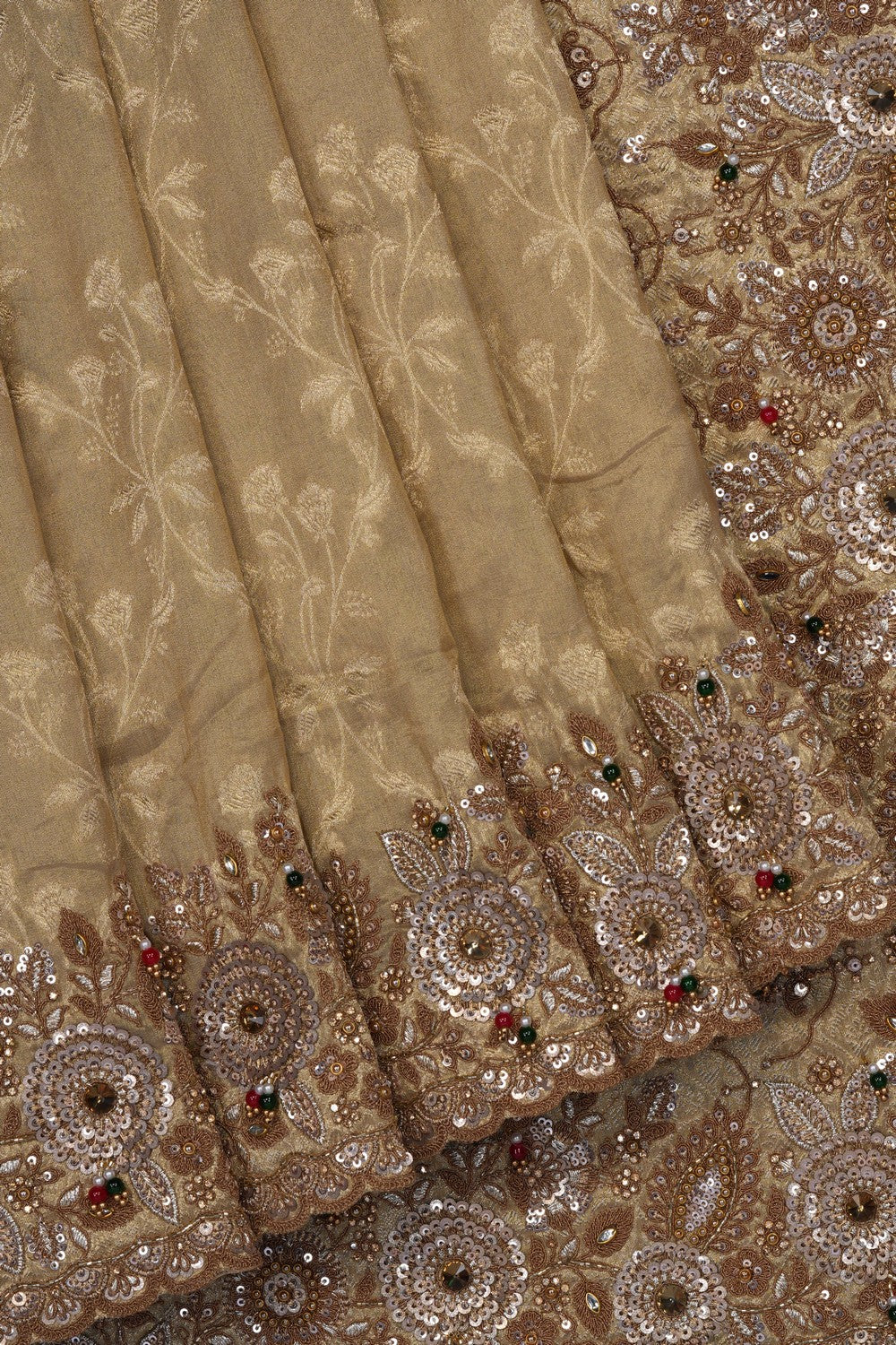 Image of Gold Tissue Silk Embroidery Saree
