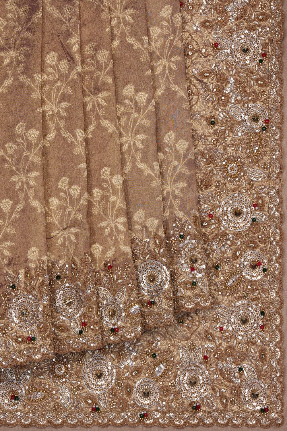 Image of Gold Tissue Silk Embroidery Saree