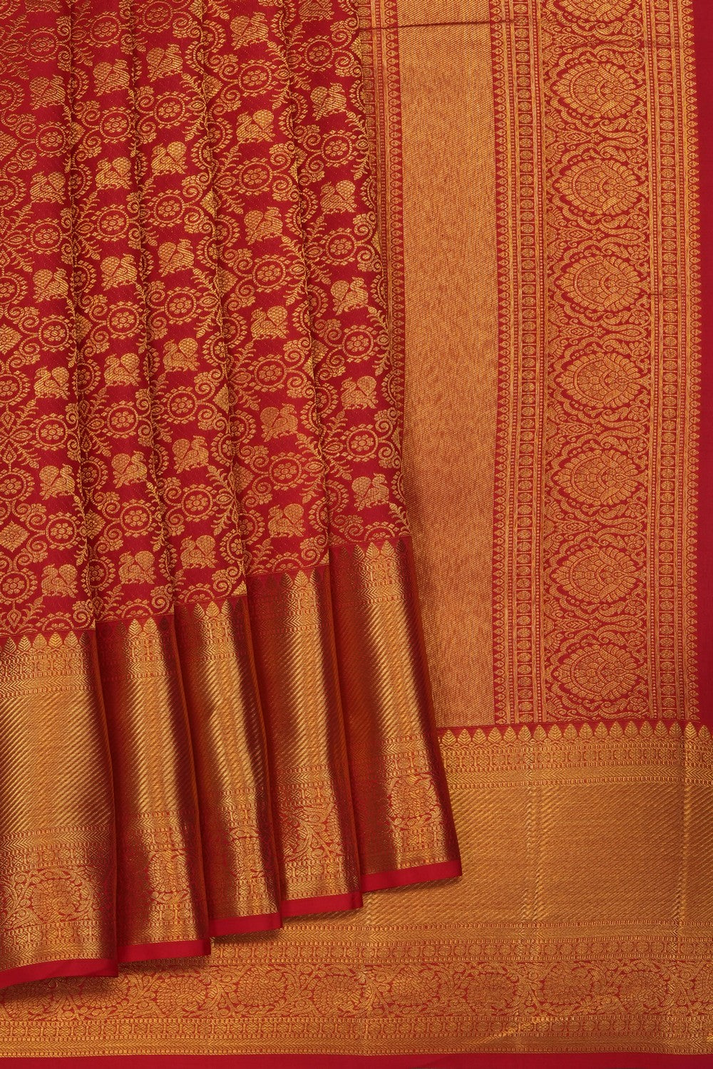 Image of Kanchipattu Red Brocade Saree