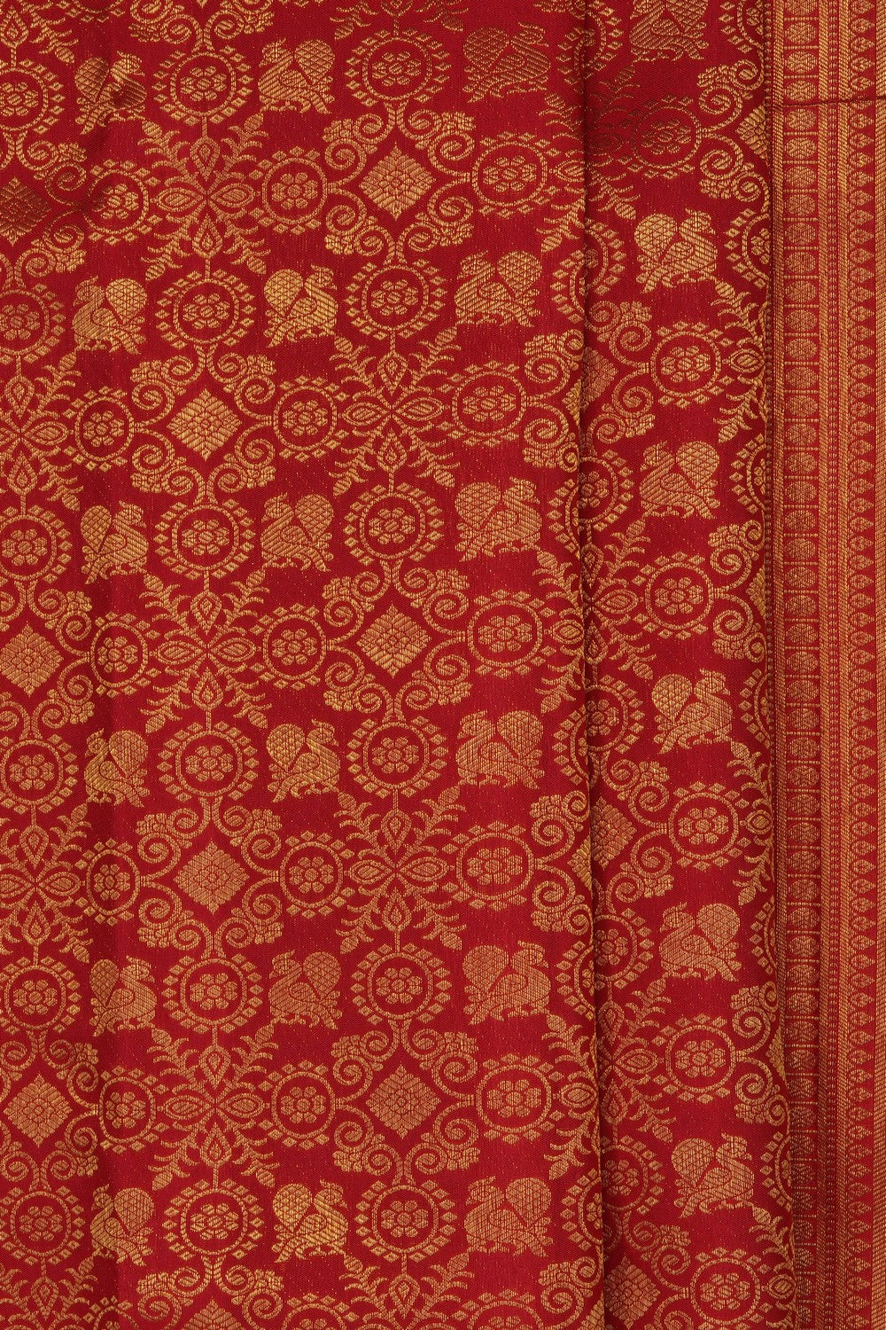 Image of Kanchipattu Red Brocade Saree