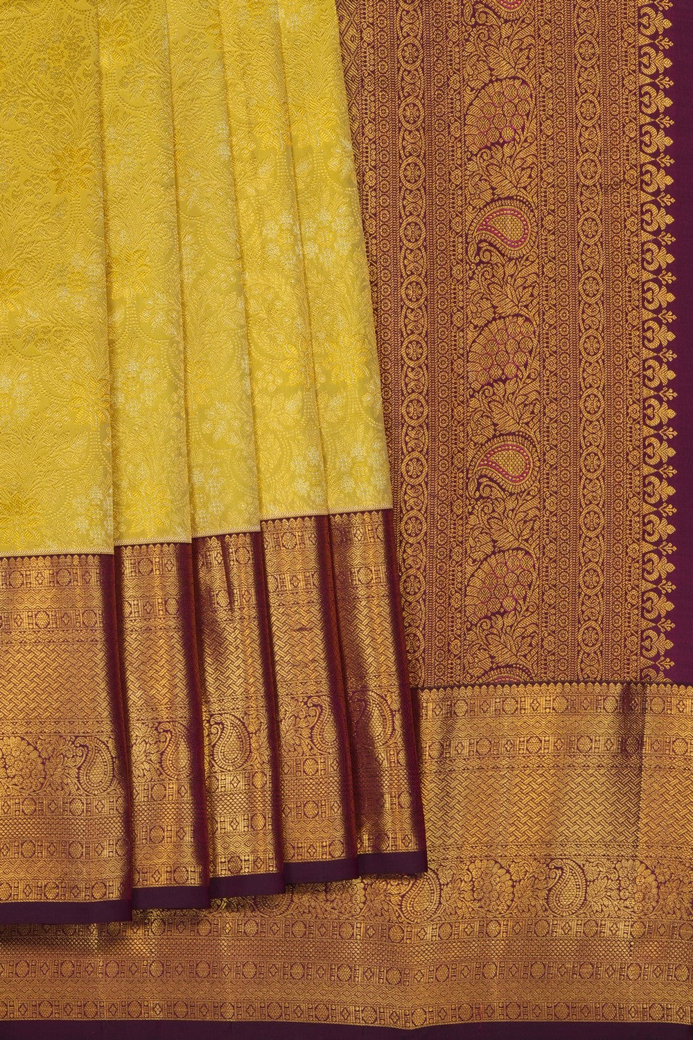 Image of Kanchipattu Spring Yellow Brocade Saree