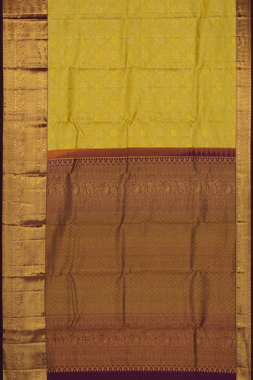 Image of Kanchipattu Spring Yellow Brocade Saree