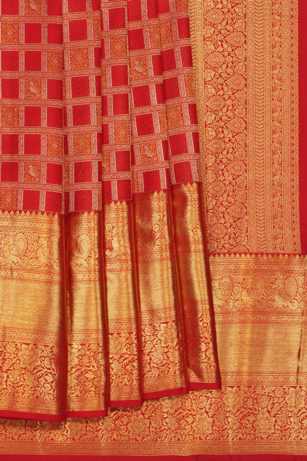 Image of Kanchipattu Red Brocade Saree