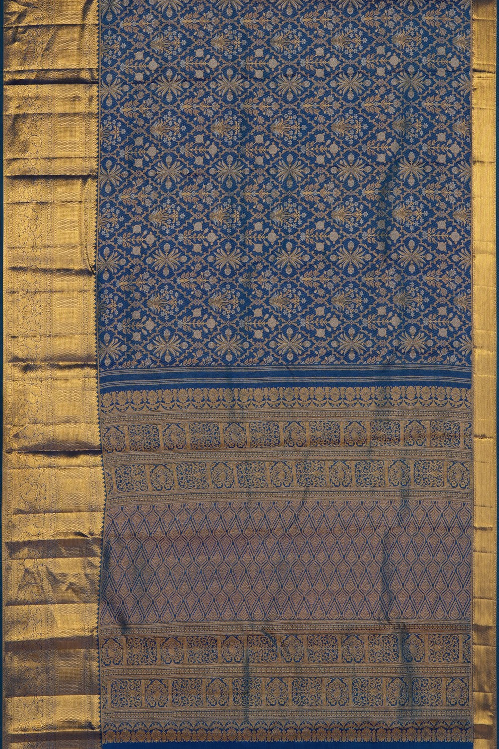 Image of Royal Blue Kanchipattu Tissue Brocade Saree
