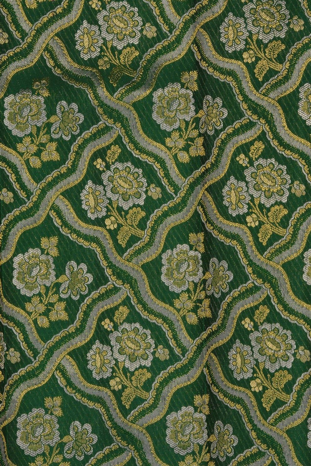 Image of Kanchipattu Bottle-Green Brocade Saree