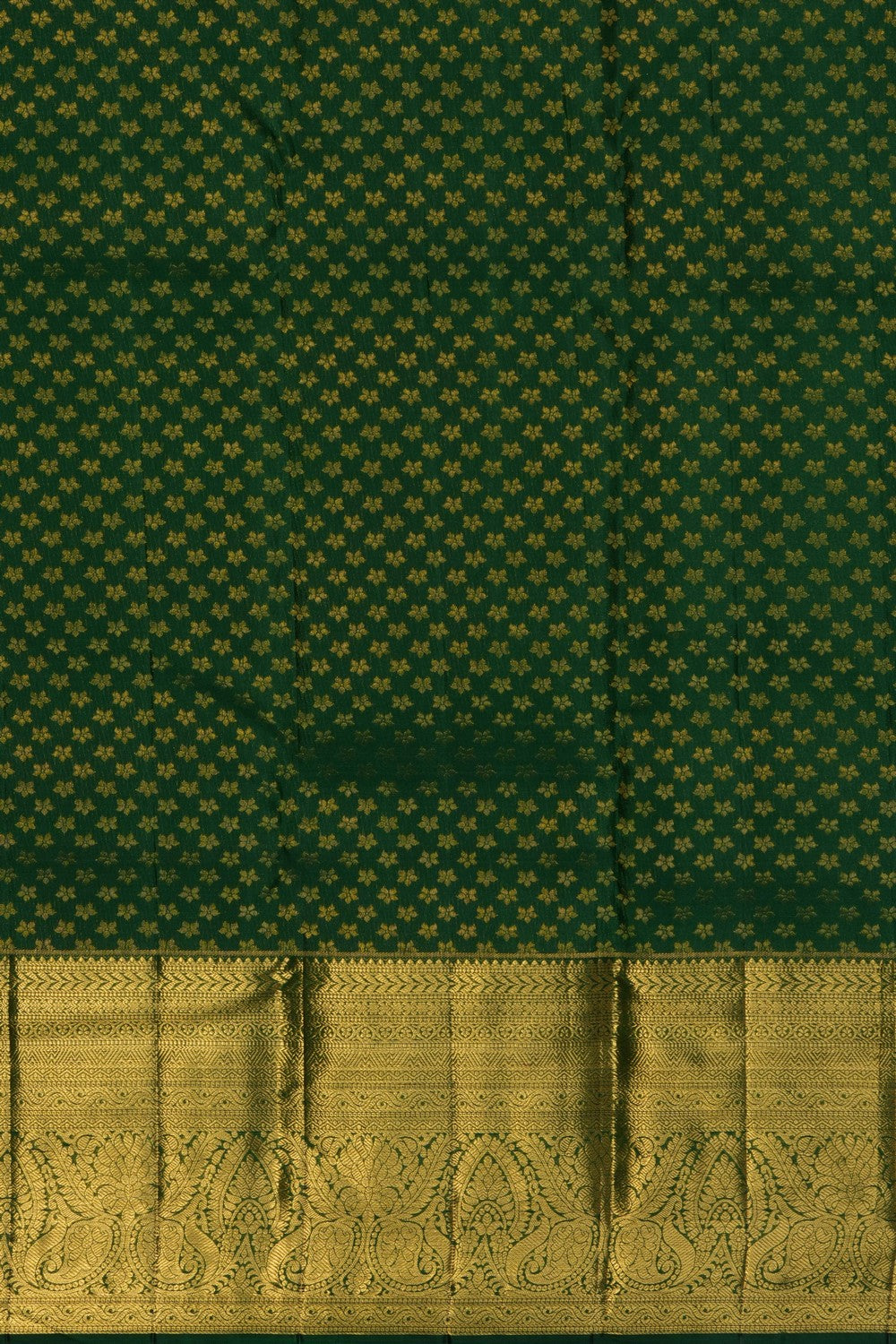 Image of Kanchipattu Bottle-Green Brocade Saree