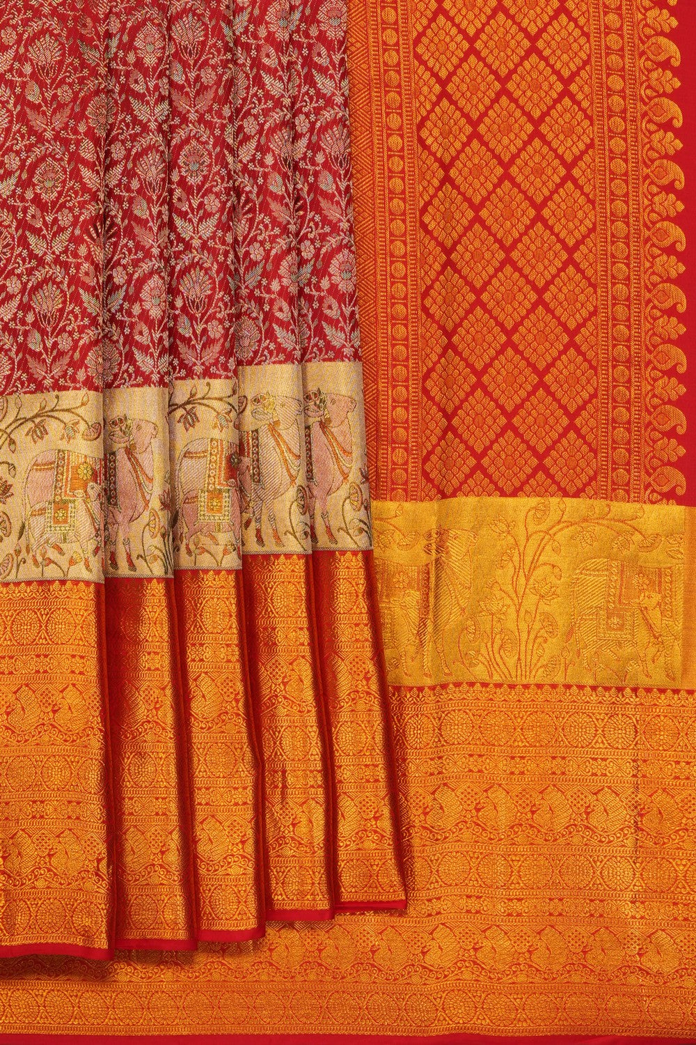 Image of Kanchipattu Red Brocade Saree