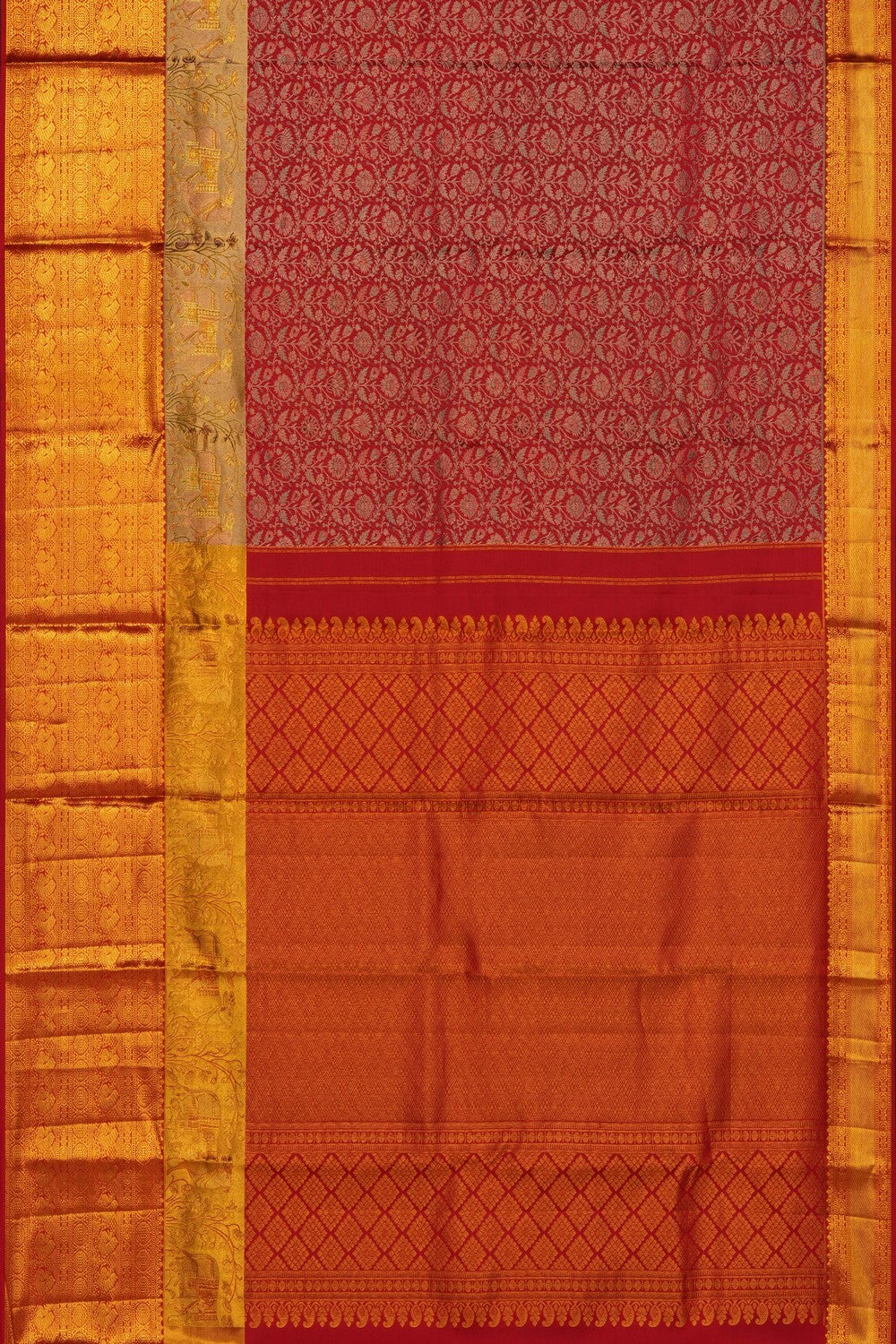 Image of Kanchipattu Red Brocade Saree