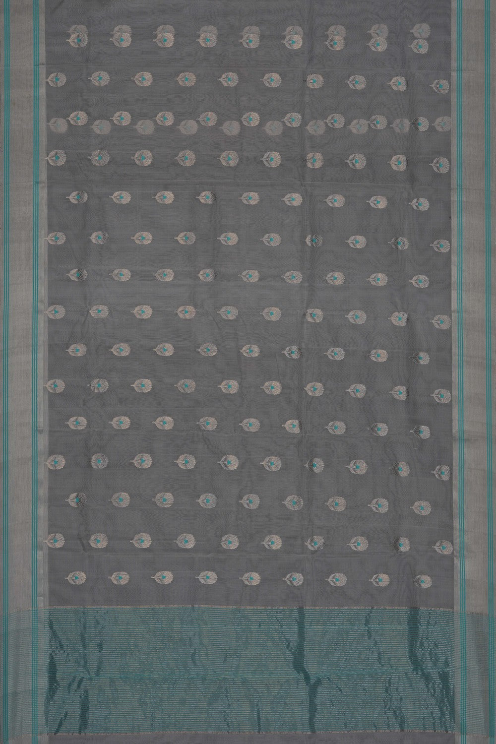 Image of White Chanderi Kora Silk Saree