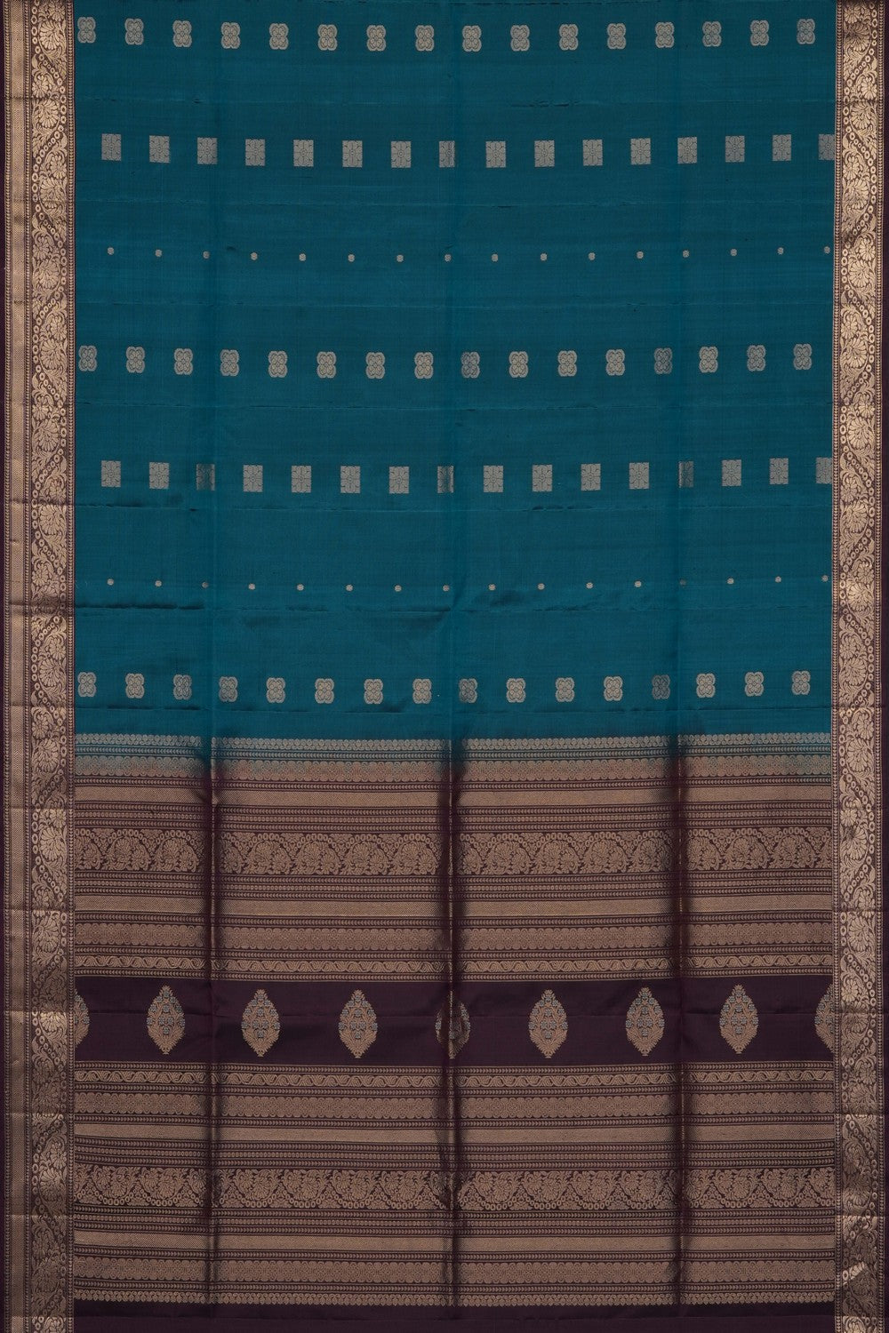 Image of Teal Blue South Silk Saree