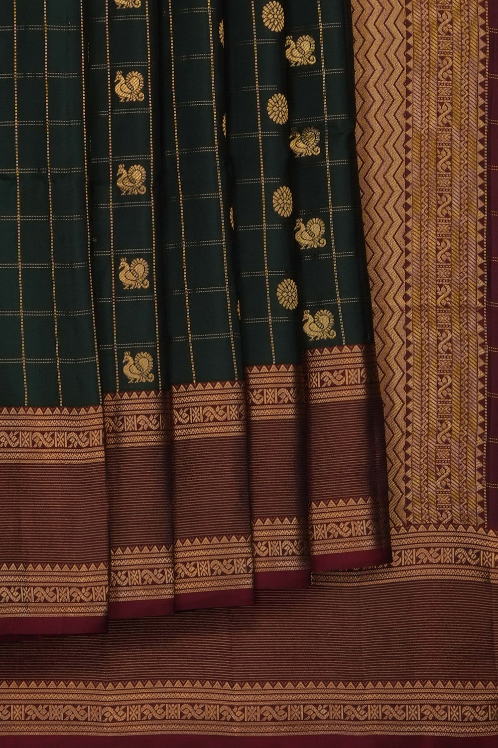 Image of Green South Silk Kattam Saree