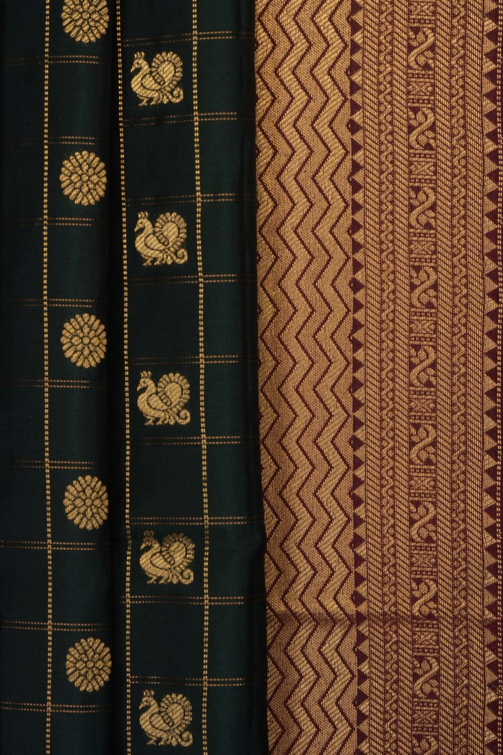 Image of Green South Silk Kattam Saree