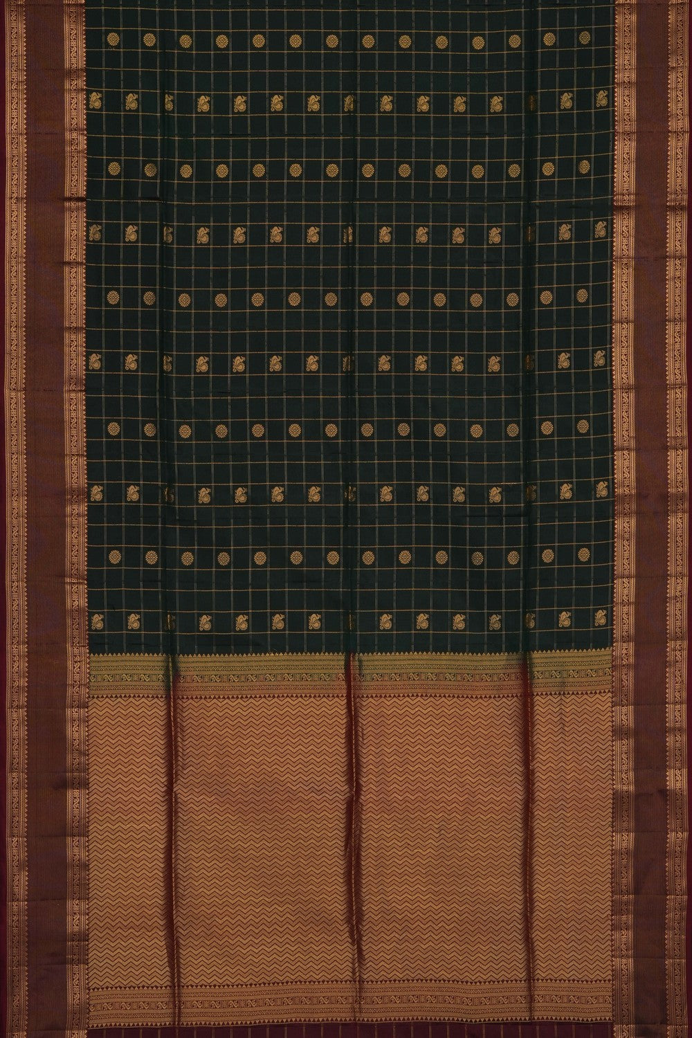 Image of Green South Silk Kattam Saree