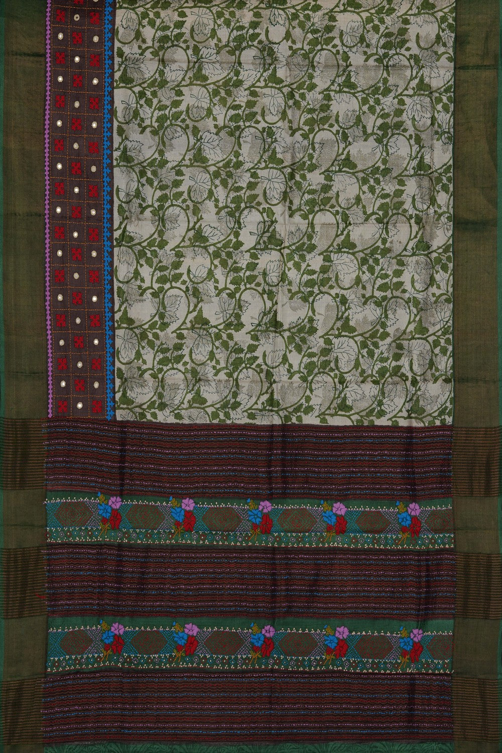 Image of Green Desi Tussar Silk Saree