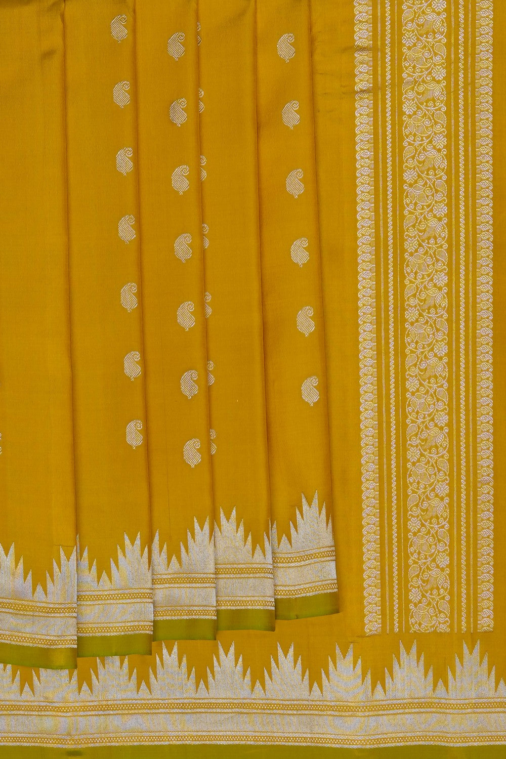 Image of Mustard Gadwal Silk Saree