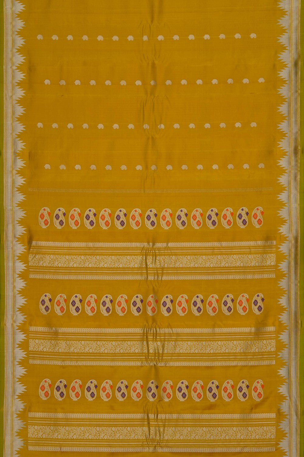 Image of Mustard Gadwal Silk Saree